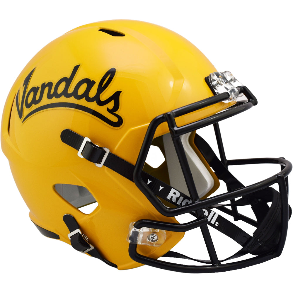 black football helmet with yellow face mask Idaho Vandals Riddell NCAA Deluxe Replica Speed Full Size Helmet