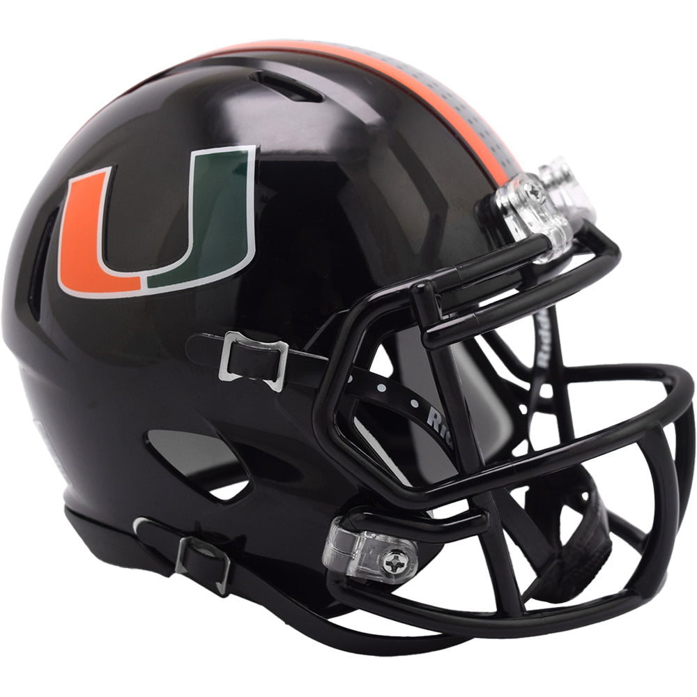 Miami Hurricanes Riddell Speed Mini Helmet - Glossy Black