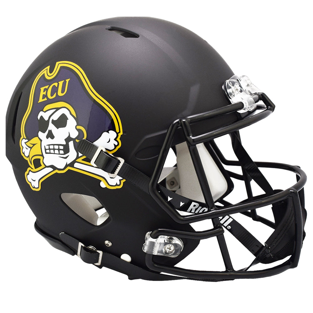 ecu white football helmet East Carolina Pirates ECU Matte Black Riddell NCAA Authentic Speed Full Size Helmet