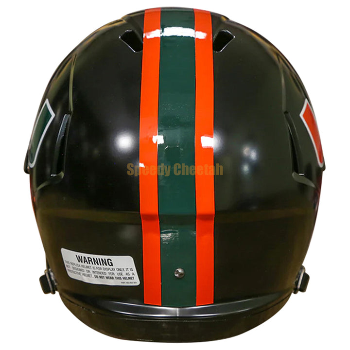 Miami Hurricanes 2024 Black Replica Speed Helmet Back