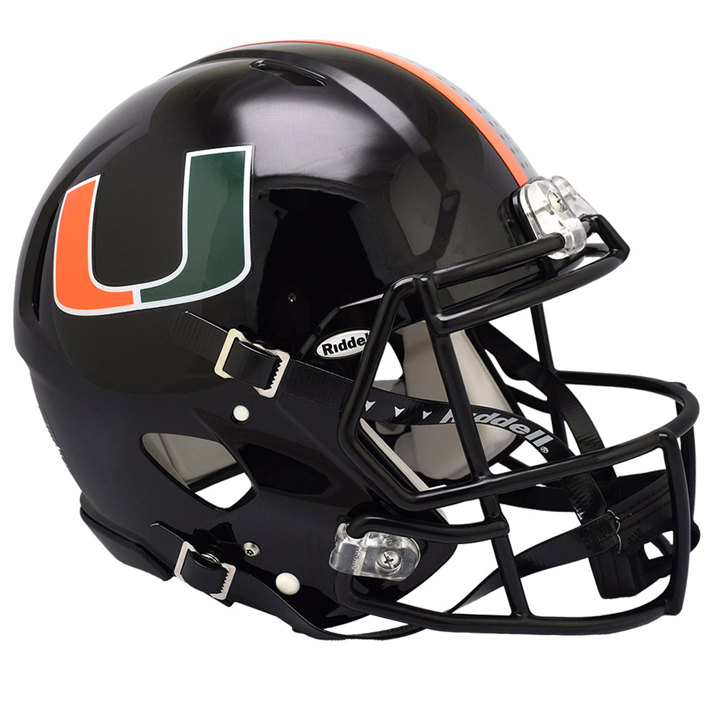 Miami Hurricanes Black Speed Authentic Helmet