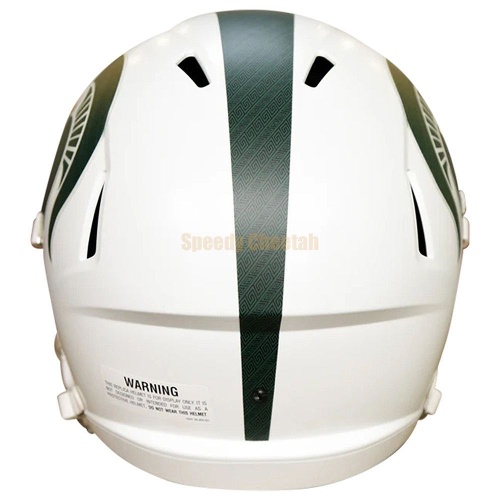 MSU Spartans white replica football helmet back view