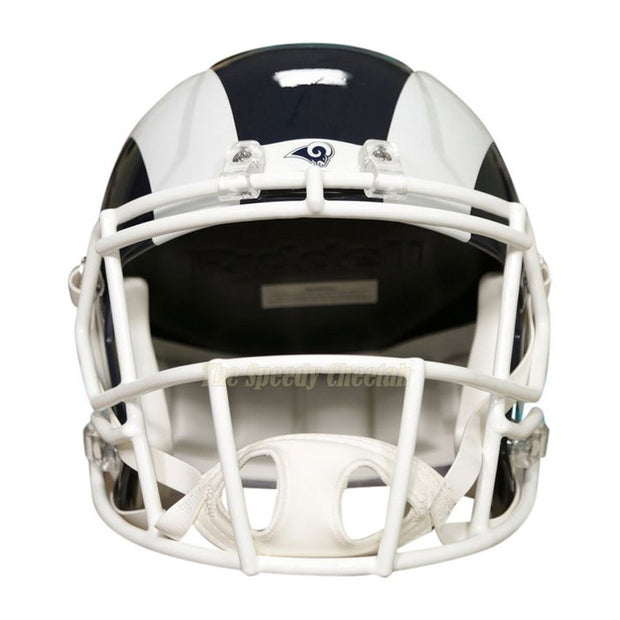 LA Rams White Riddell Speed Replica Helmet Front View