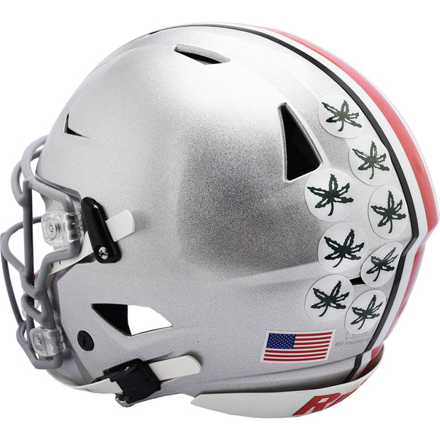 Ohio State Buckeyes Alternate Black With Red Buckeye Leaves Riddell Speed Replica Full Size Football Helmet - New In Riddell Box - Foto 8