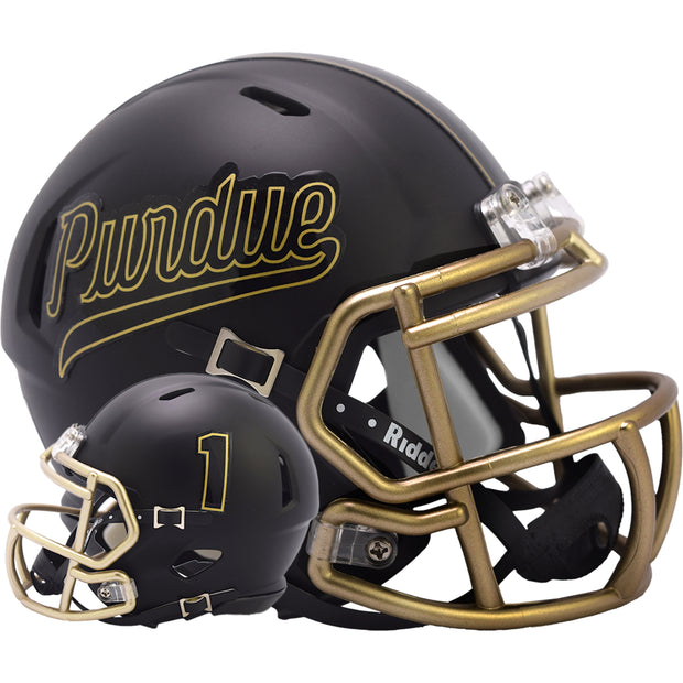 Purdue Boilermakers Riddell Speed Mini Helmet - Black Script