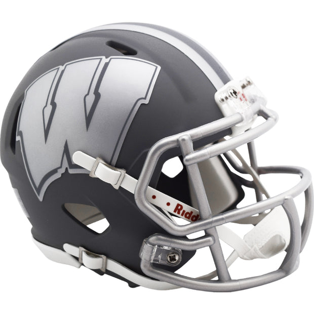 Wisconsin Badgers Slate Riddell Speed Mini Football Helmet