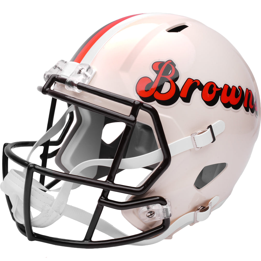 cleveland browns replica football helmet SLATE Full Size ML Sports Enterprises distinctive approach to NFL and College helmet design CLEVELAND BROWNS ON-FIELD ALTERNATE NFL