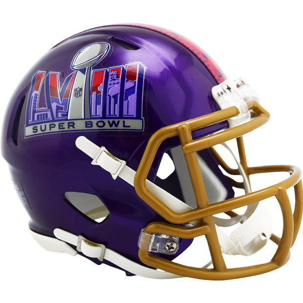 Super Bowl 58 Purple Riddell Speed Mini Football Helmet