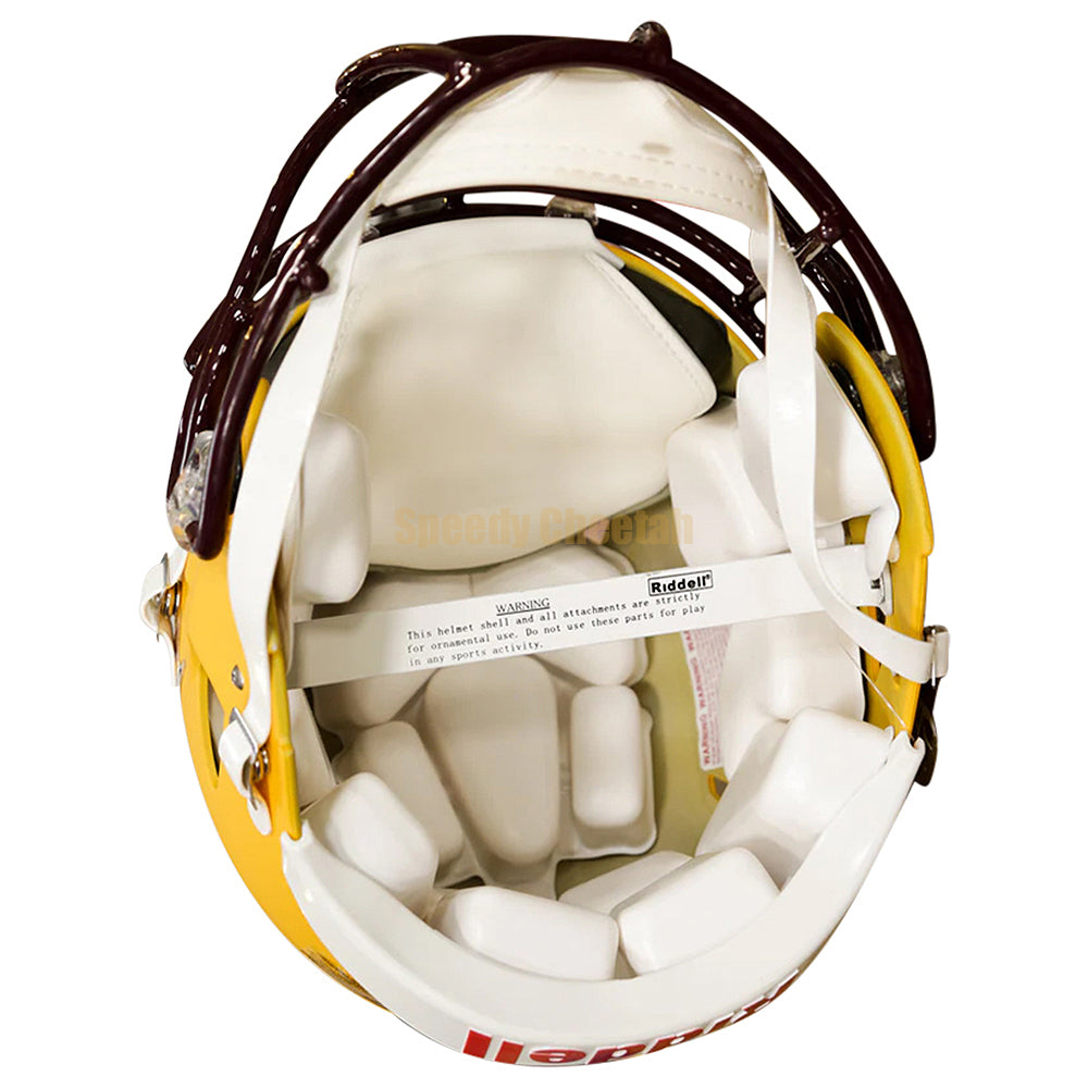 asu authentic football helmet Jordyn Tyson Signed Sparky Full Size Speed Rep w/ Maroon Si Super Sports Center near top of Cage ASU Sun Devils Riddell Speed