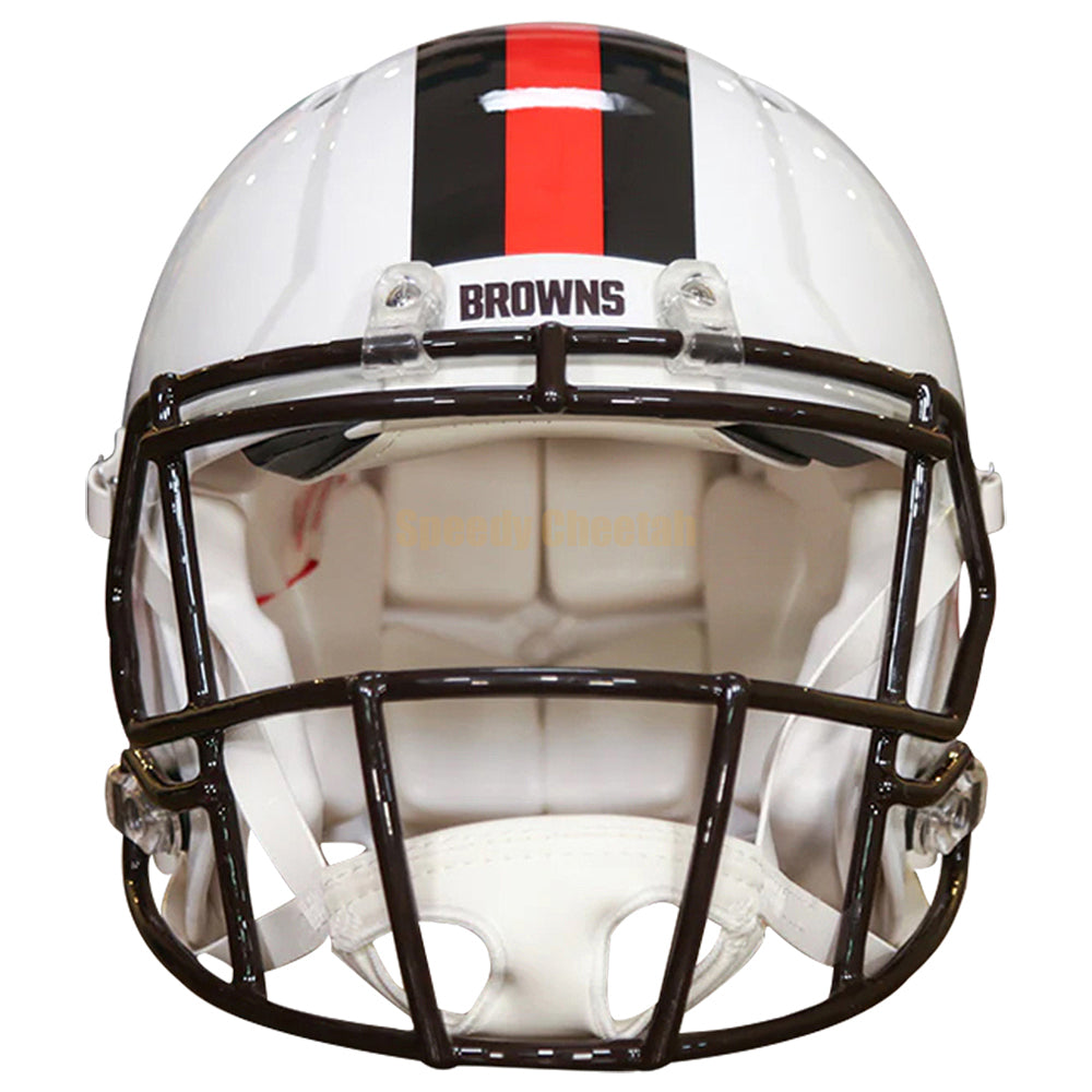 Cleveland Browns Riddell Speed Authentic Helmet - White Alternate Front View