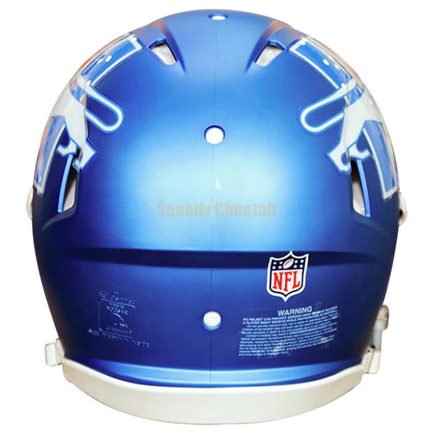 Detroit Lions Riddell Speed Authentic Helmet - Blue Alternate 1 Back View