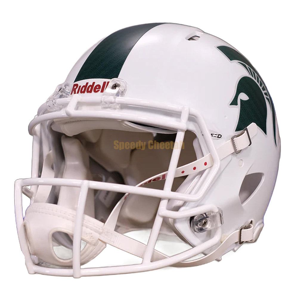authentic msu football helmet Michigan State Spartans Riddell 2023 White Revolution Speed Authentic Helmet