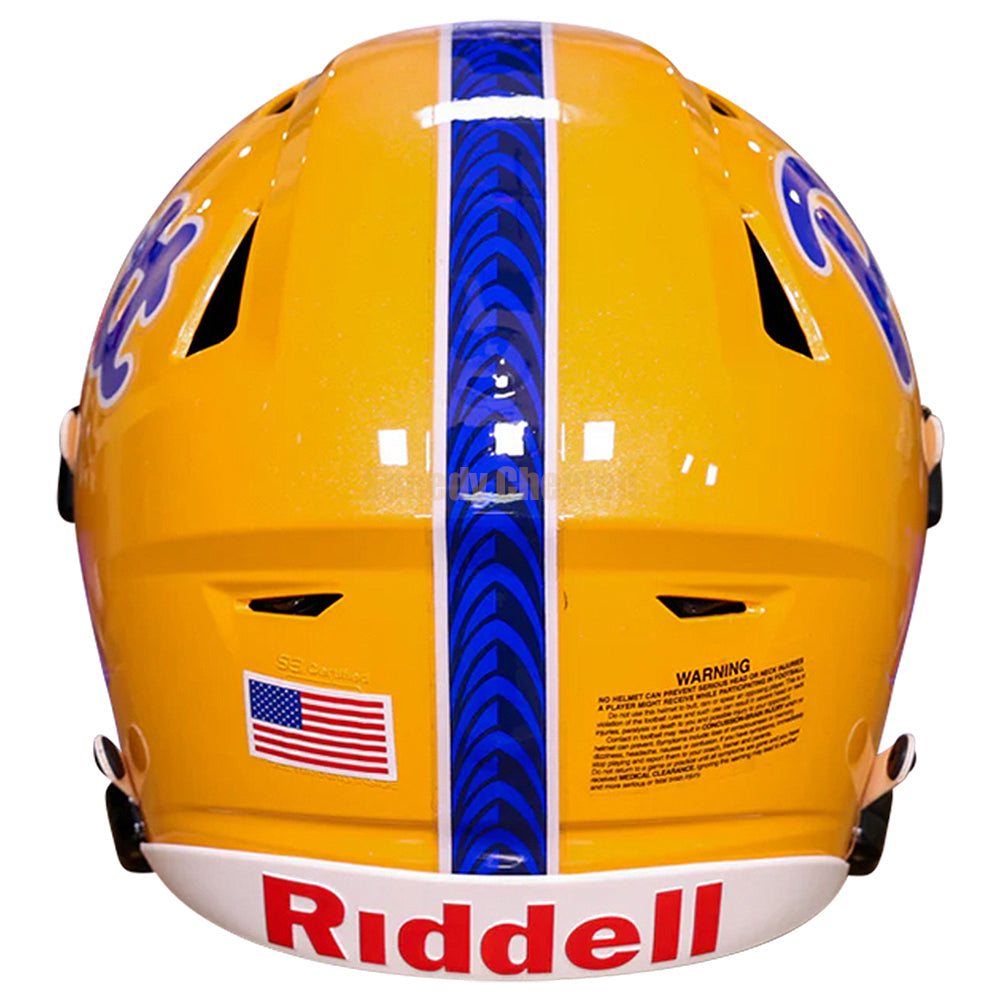 blue and yellow play football helmet Pittsburgh Panthers Helmet Riddell Authentic Full Size SpeedFlex Style