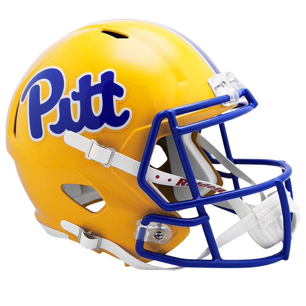 blue and yellow play football helmet Pitt Panthers Riddell Speed Authentic Helmet