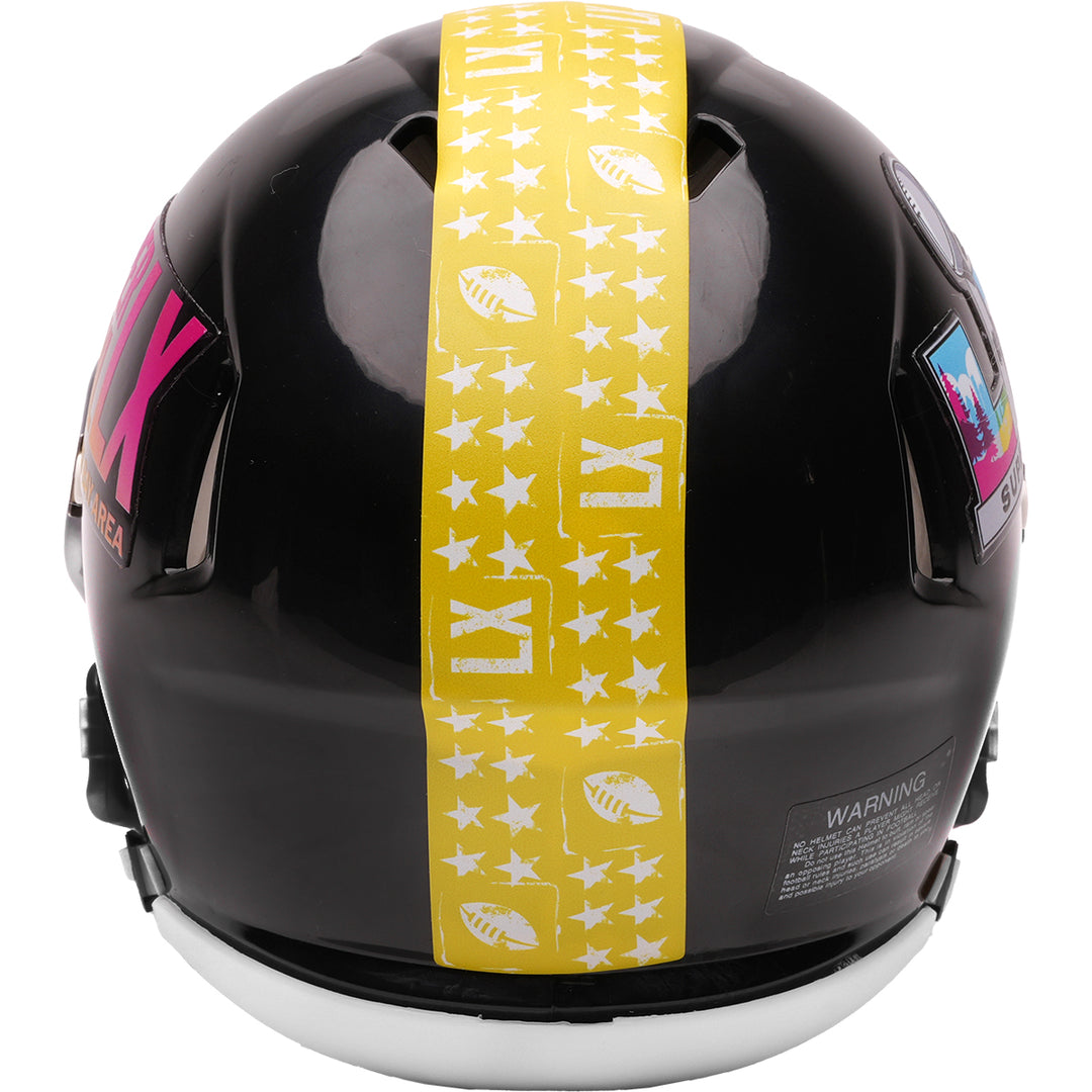Super Bowl 60 Riddell Speed Mini Helmet – The Speedy Cheetah Super Bowl 60 Riddell Speed Mini Helmet – The Speedy Cheetah