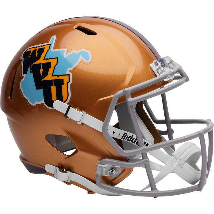 West Virginia Mountaineers Riddell Speed Replica Helmet - Gold Throwback