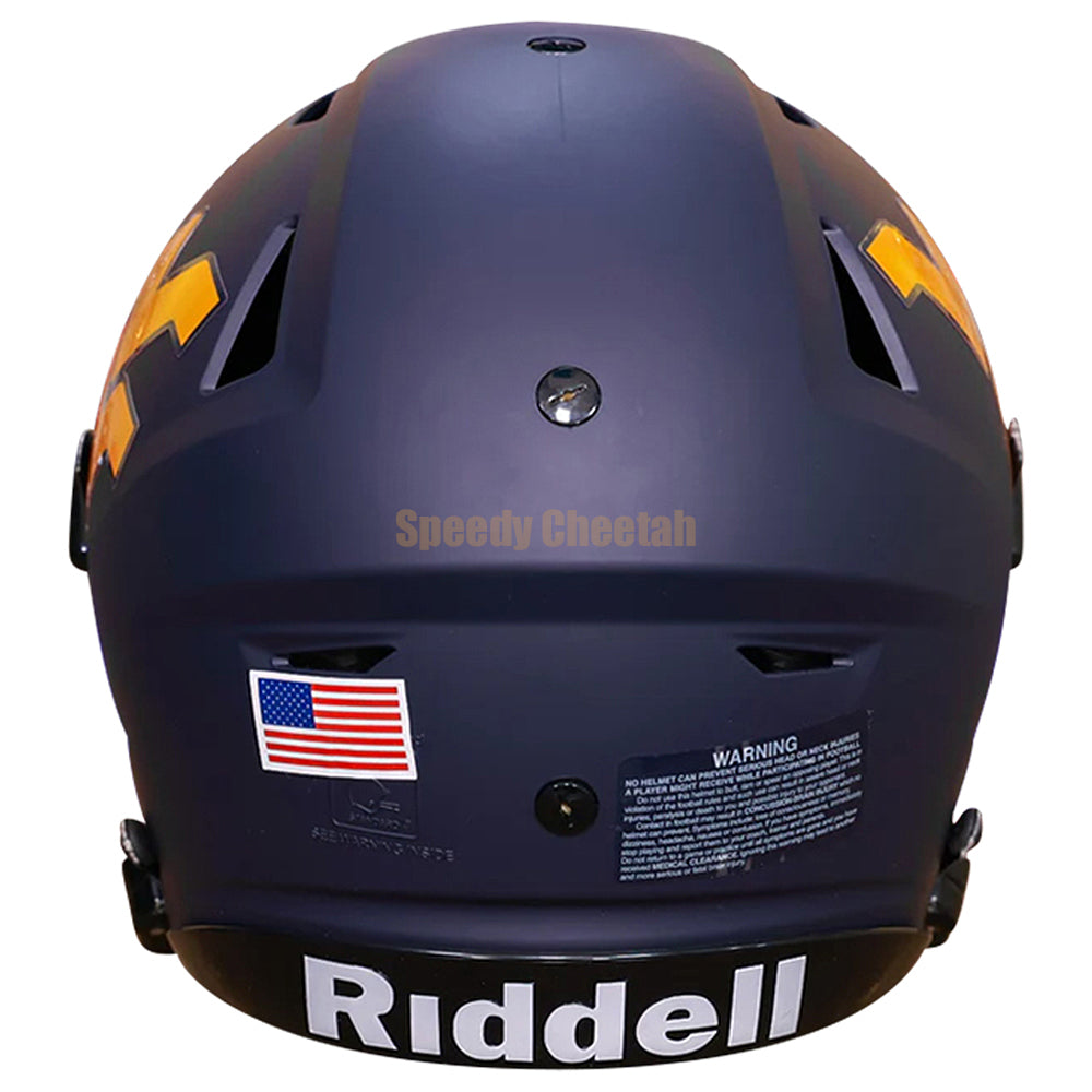 bike football helmets equipment West Virginia Mountaineers Helmet Riddell Authentic Full Size SpeedFlex Style Satin