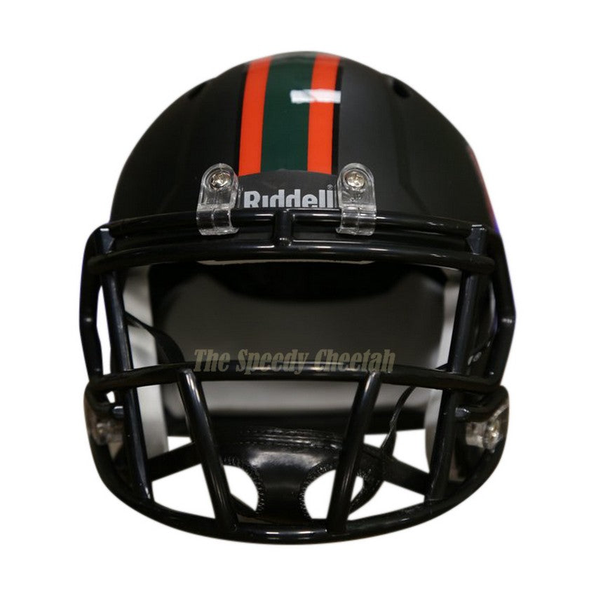 Miami Hurricanes Riddell Speed Mini Helmet - 2017 Nights Satin Black