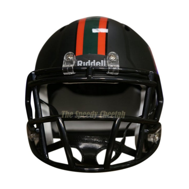 Miami Hurricanes Riddell Speed Mini Helmet - 2017 Nights Satin Black