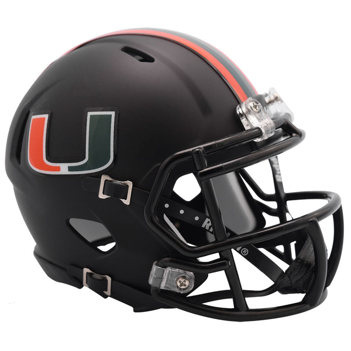 Miami Hurricanes Riddell Speed Mini Helmet - 2017 Nights Satin Black