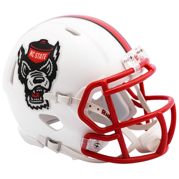 NC State Wolfpack White Tuffy Riddell Speed Mini Football Helmet