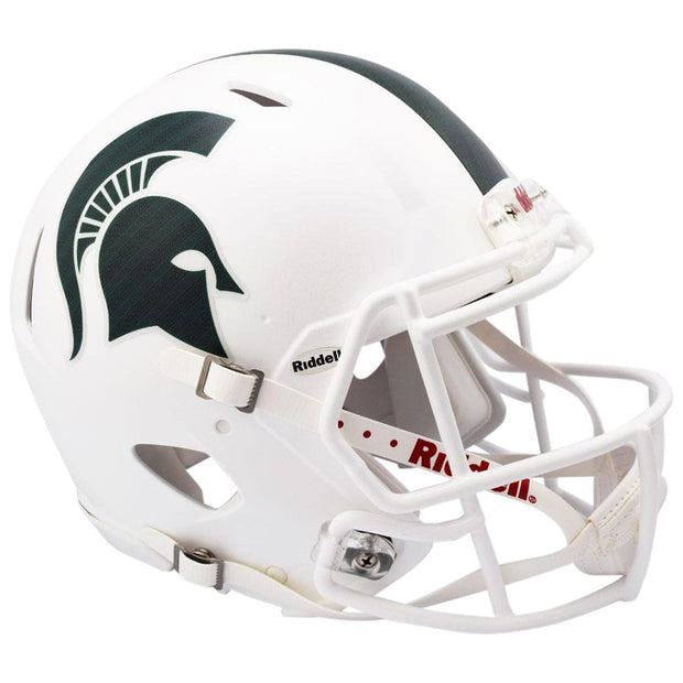 MSU Spartans Metallic White Riddell Speed Full Size Replica Football Helmet